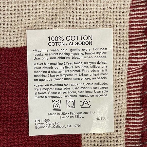 Vintage Rare Avon Mrs Albee Collectible Throw Blanket Red Cream - Picture 11 of 11